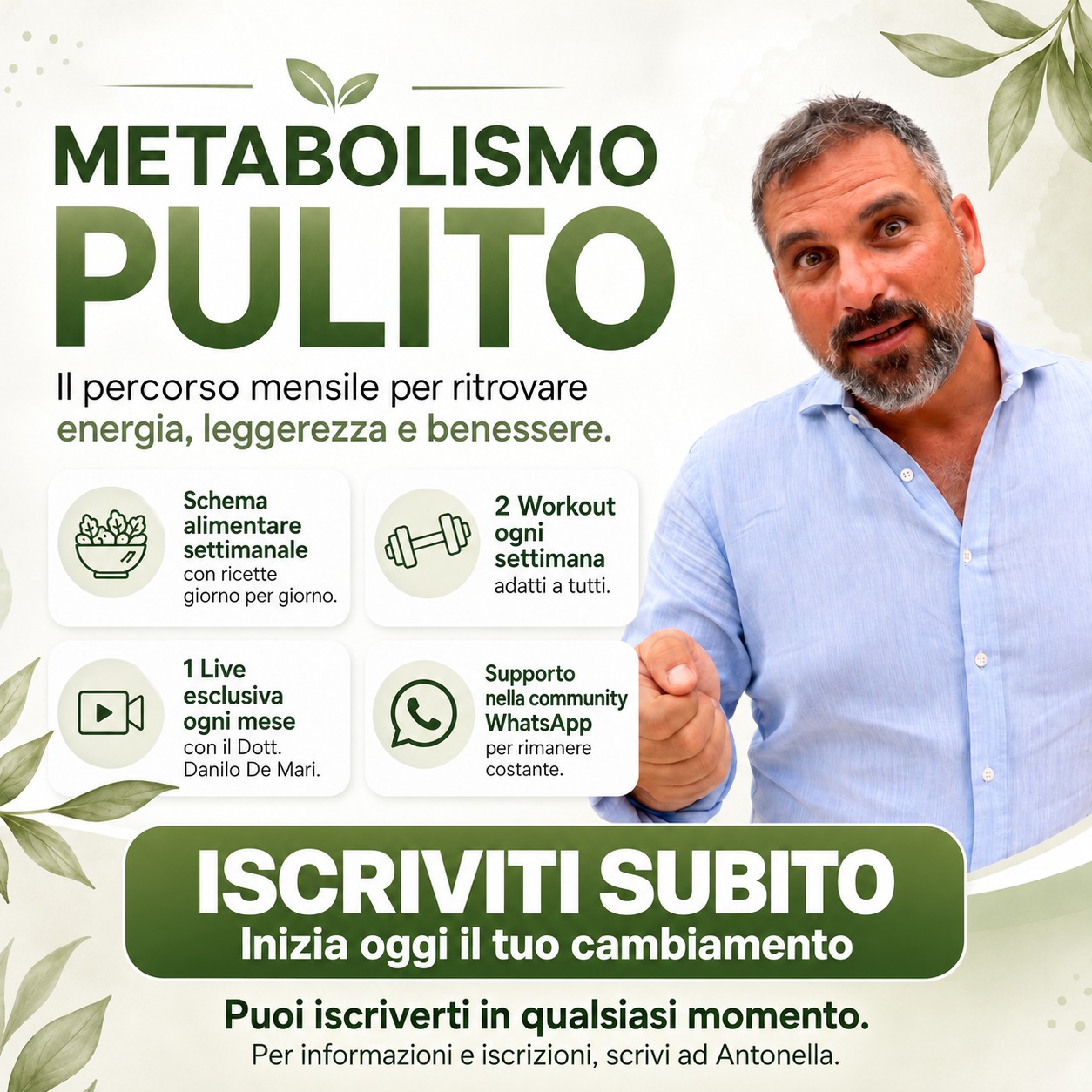 Metabolismo Pulito con il Dott. Danilo De Mari: alimentazione, workout, live mensile e community WhatsApp